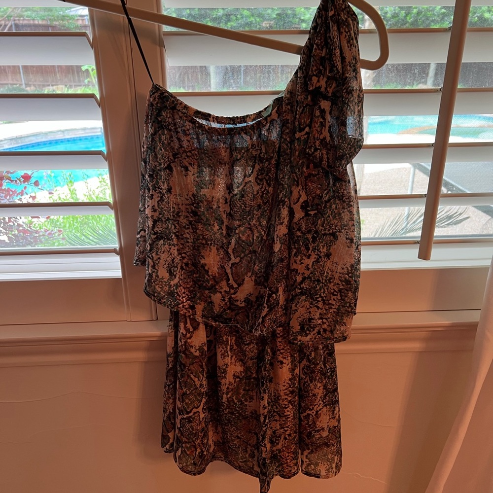 NWT snake print romper one shoulder